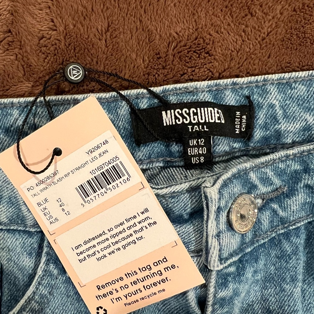 Missguided Blue Straight Leg Jeans Classic Denim